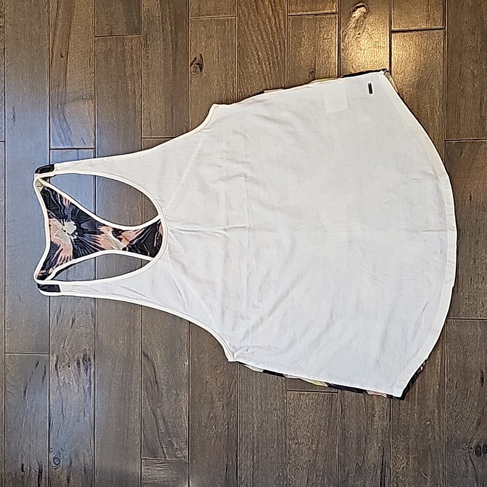 LAST CALL- Volcom Women's Tank Top Cover Up with Sheer Floral Back